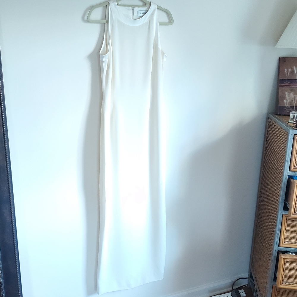 White Maxi Long - Sleeveless Classic Sheath Dress Gown - Picture 11 of 15